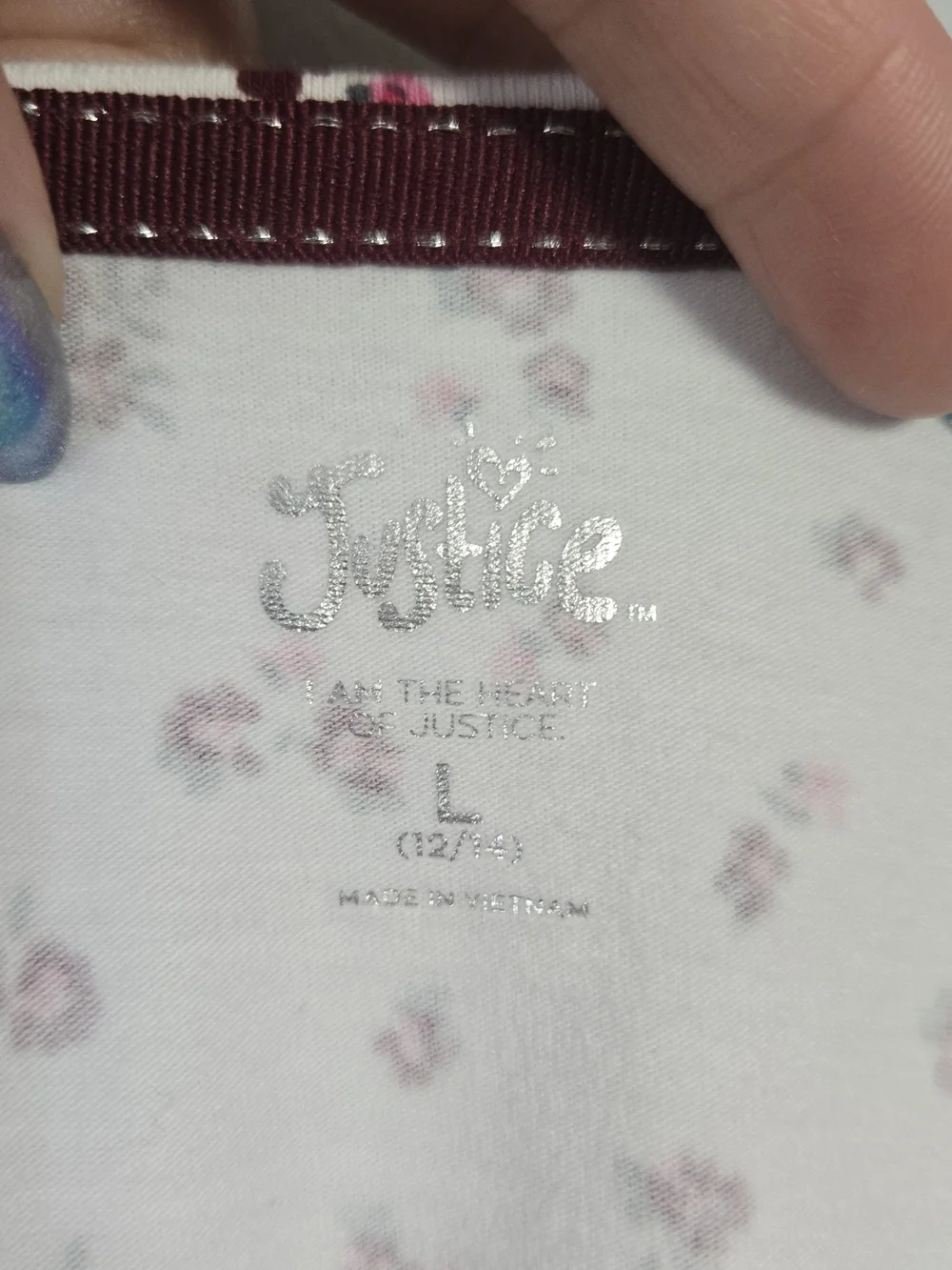 Justice Girls Large 12/14 White Ditsy Floral Square Neck Ruched Side Top Shirt